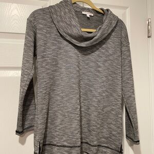 Talbots Gray Cowl Neck Sweater with 3/4 Sleeves